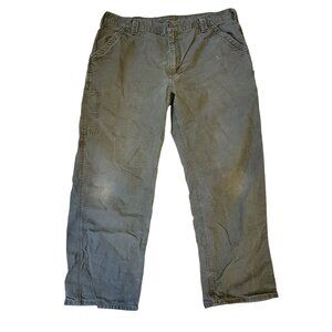 Carhartt Green Canvas Work Pants 40x32 B151 Utility Carpenter‎